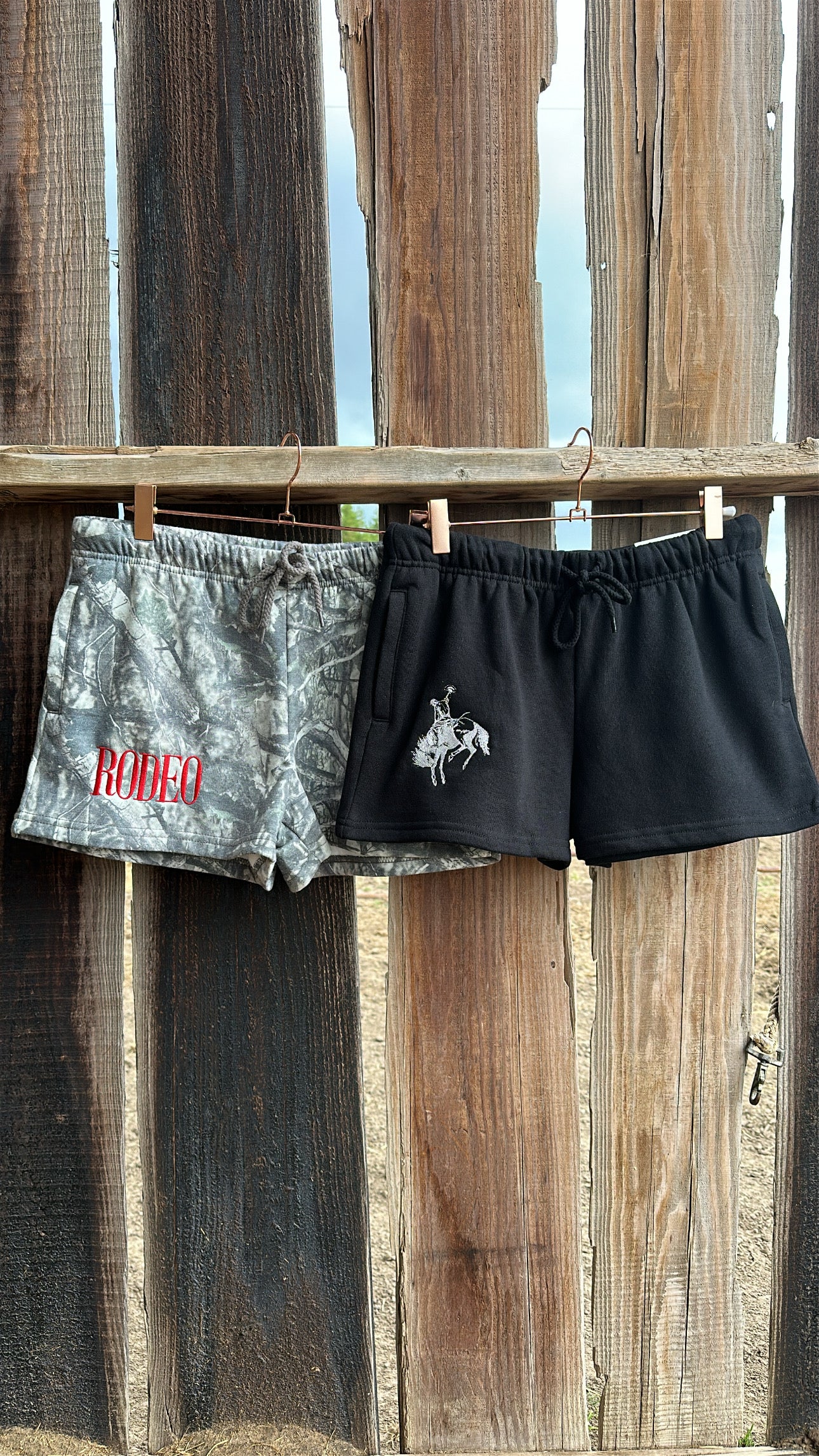 Black Bronc Embroidered Shorts