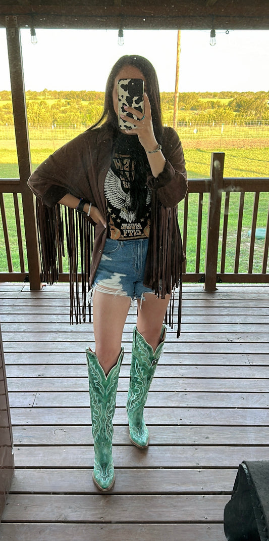 Suede Fringe Shacket