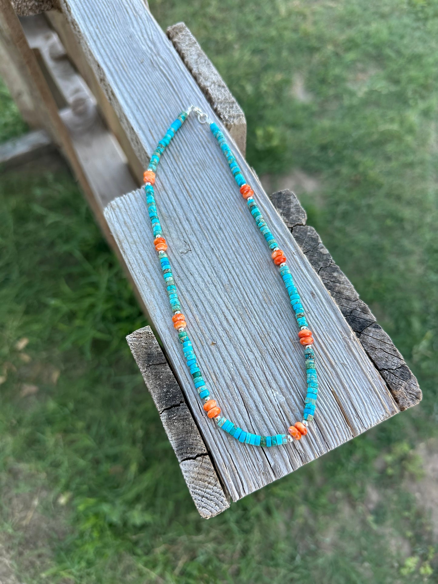 Orange Spiny Heishi Necklace