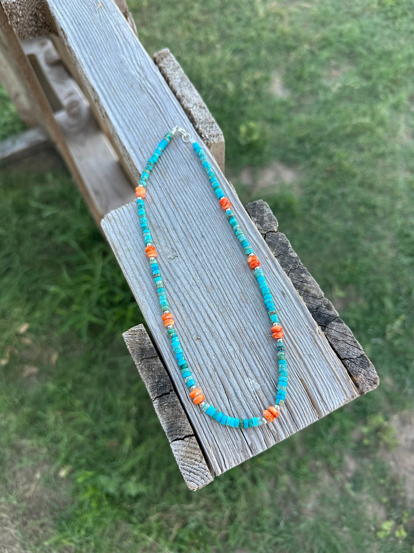 Orange Spiny Heishi Necklace