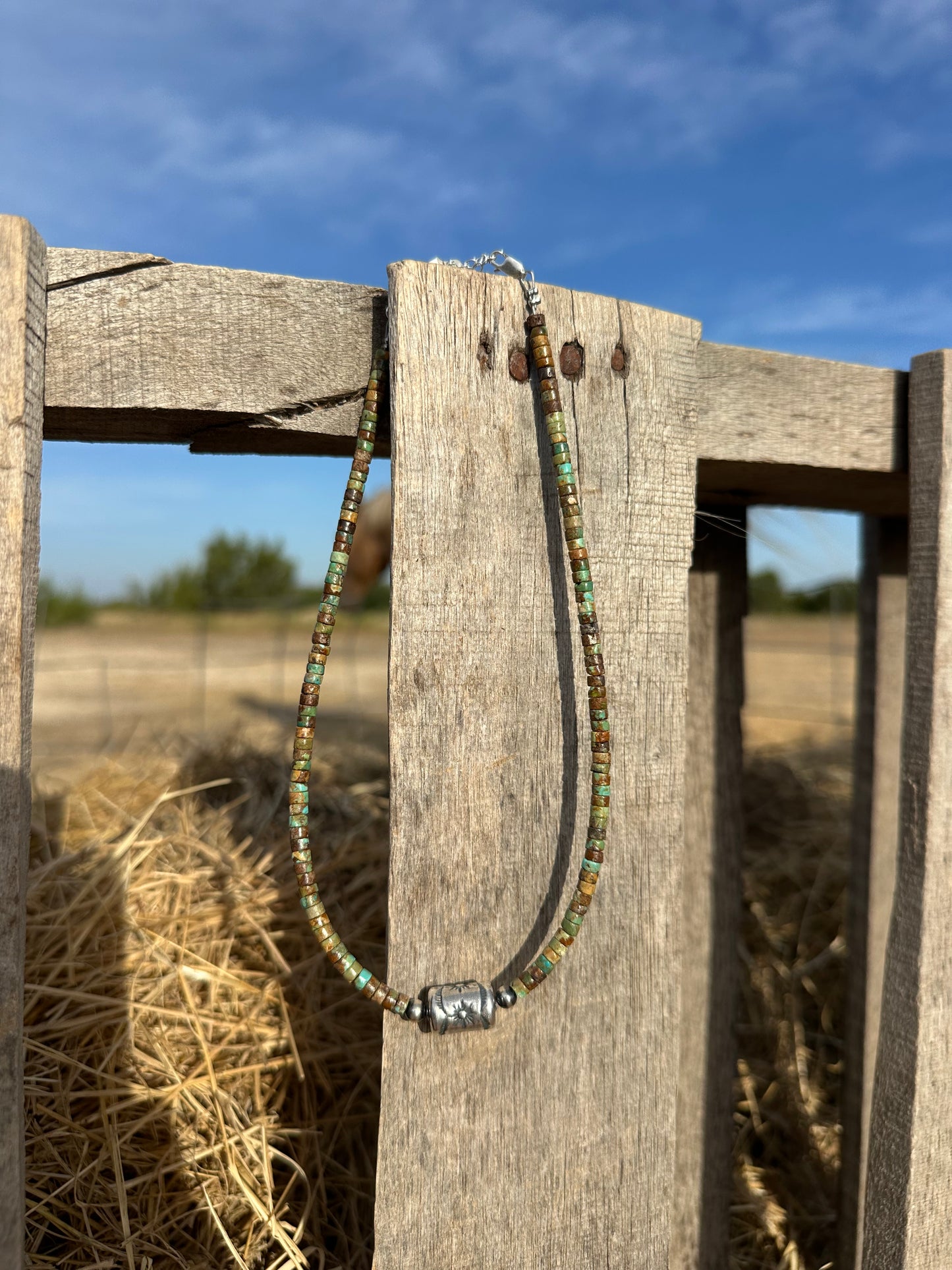 Green Heishi Barrel Necklace