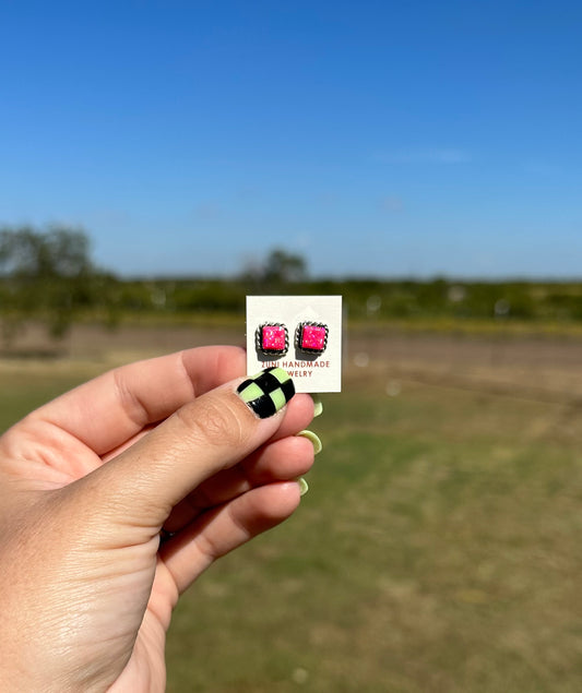 Square Opal Studs