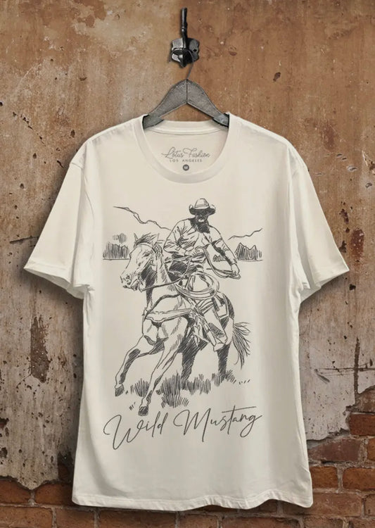 Wild Mustang Graphic Tee- Ivory