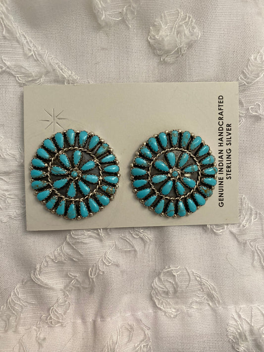 Large Turquoise Cluster Earrings